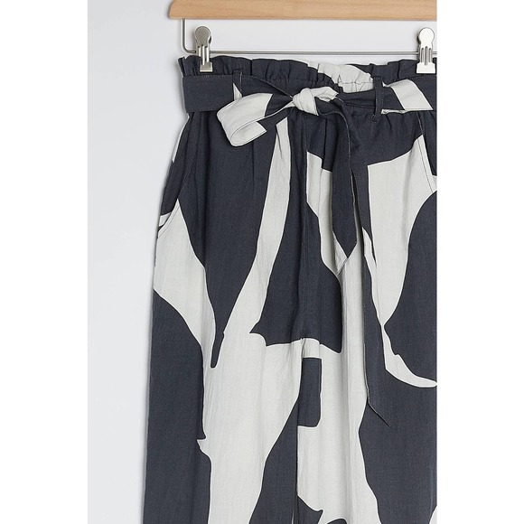 New Anthropologie Botanica Linen Joggers The Odells $280 B&W Small - Picture 3 of 4